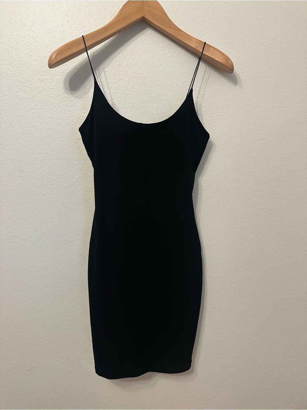 Alice and Olivia Air Classic Black Bodycon Mini Dress with Spaghetti Straps